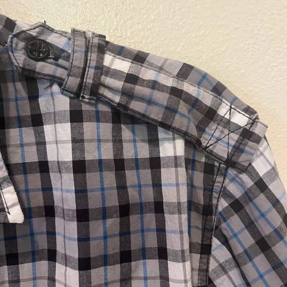 Affliction Men's Black and White Plaid Button Down Shirt - Picture 3 of 5
